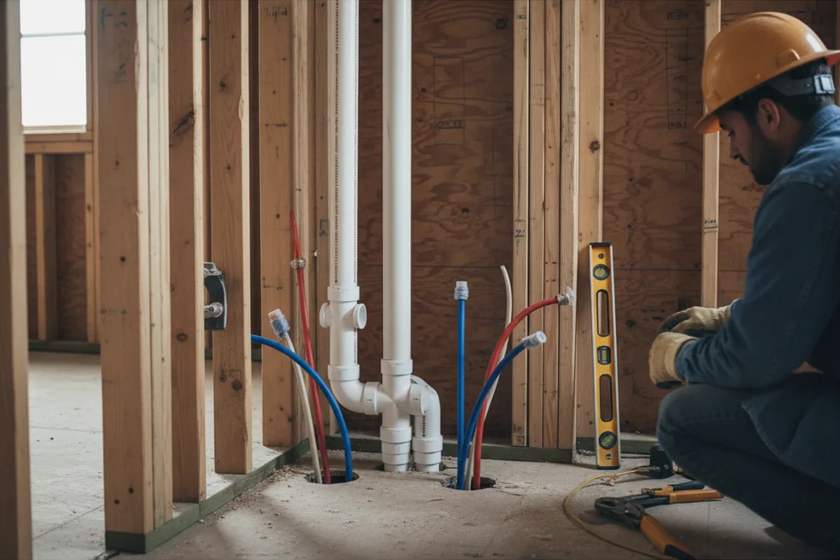 Drain and supply rough-in during Garbage Disposal Repair in Fort Loudon